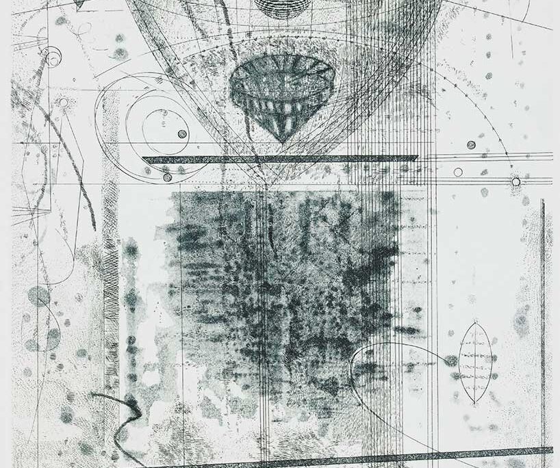 Descent, etching, 12 in x 10 in