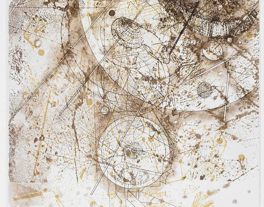 Satellite, etching, 14 in x 12 in