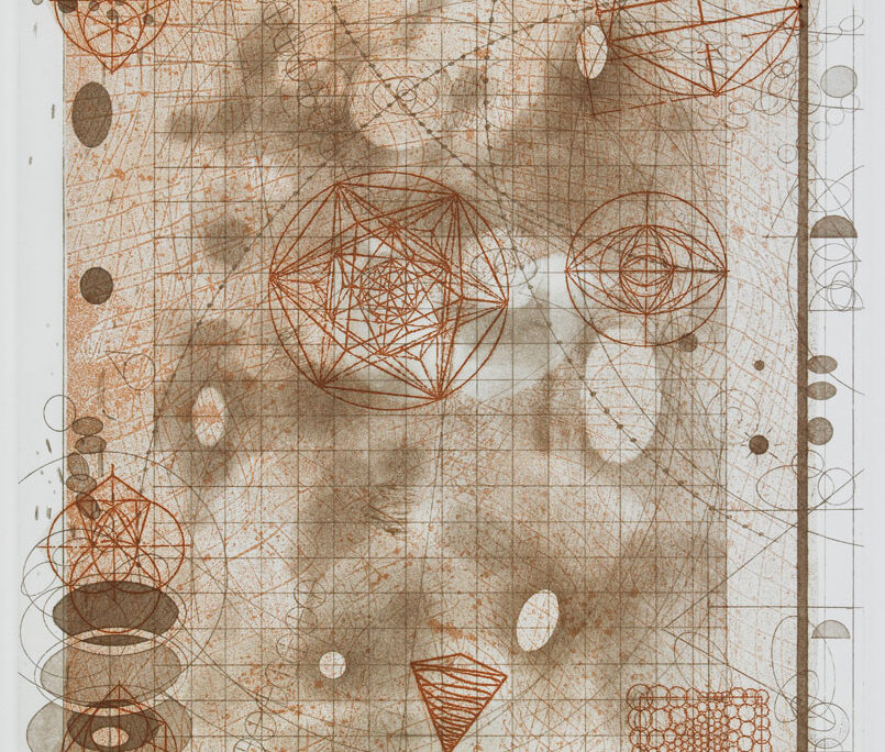 Time Shadow Graph, etching, 15 in x 12 in