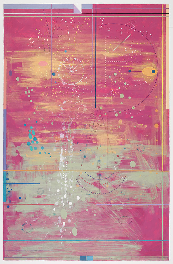 Celestial Terrestrial, acrylic on paper, 40 in x 26 in